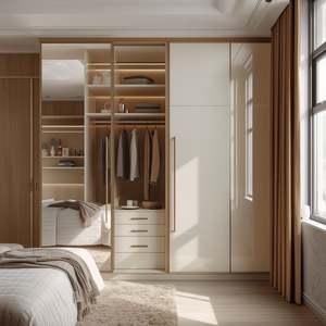 Hot Modern LED Light Glass Swing-Door Smart Storage <b>Wardrobe</b> Simple Bedroom Furniture Clothes Organizer for Home Use - Product Image 1