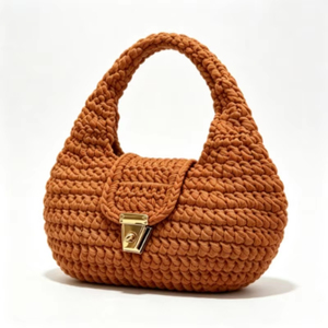 Bolso <span class=keywords><strong>de</strong></span> Mano Tejido a Crochet Hecho a Mano, Estilo Francés, Forma <span class=keywords><strong>de</strong></span> Media Luna, Bolso <span class=keywords><strong>de</strong></span> Tela Tejida, Venta al Por Mayor, OEM, Personalizado - Product Image 5