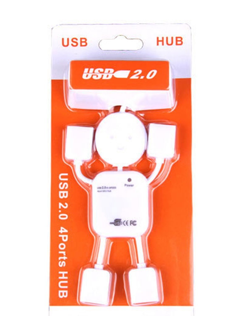 DHL 100Pcs/Lot <strong>Cute</strong> 4 Port <strong>Hub</strong> High-Speed <strong>USB</strong> Humanoid Splitter Cable Adapter for Laptop PC