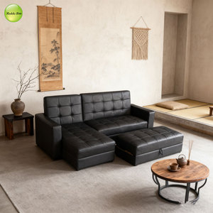 Sofá <span class=keywords><strong>Cama</strong></span> Multifuncional y Económico para Sala de Estar, Sofá Plegable Tapizado con Almacenamiento y Otomana 8020 - Product Image 6