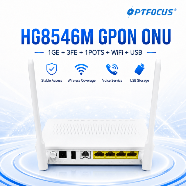 HG8546M ONU 1GE 3FE 1POTS USB WiFi GPON ONT EG8141A5 FTTH Fiber Optical Network Router