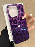 Coque de téléphone portable à imprimé léopard violet pour iPhone 16 15 Plus 17 18 Pro Max, coque antichoc à motif vortex, coque arrière INS