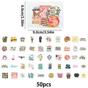 50 Stück Neue Frische Cartoon Inspirierende Zitate Transparente <span class=keywords><strong>PET</strong></span> Gestanzte Aufkleber für Planer und Tagebücher - Product Image 3