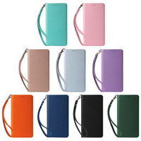 Étui portefeuille en cuir PU grain litchi avec porte-cartes, dragonne et béquille pour iPhone 17 Pro Max/17 Pro/17 Air/17E
