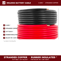 Câble de soudure 6 AWG, fil torsadé, 3 m rouge, 3 m noir, isolé en caoutchouc, pour applications solaires, VR, voitures, bateaux