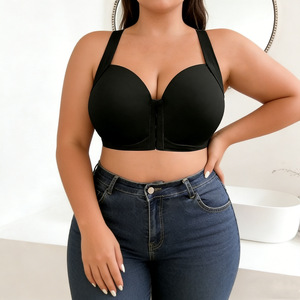 Reggiseno sportivo <span class=keywords><strong>push</strong></span>-<span class=keywords><strong>up</strong></span> traspirante a copertura profonda per <span class=keywords><strong>taglie</strong></span> forti, con elasticità che nasconde il grasso della schiena, lingerie sexy, reggiseno a chiusura frontale tinta unita - Product Image 5
