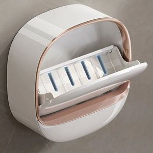 Modern <b>Waterproof</b> Single Punch Free Multifunction Soap Saver Dish Non-Slip Shower Holder Leak-Proof Wall Storage Bathroom Sink - Product Image 4