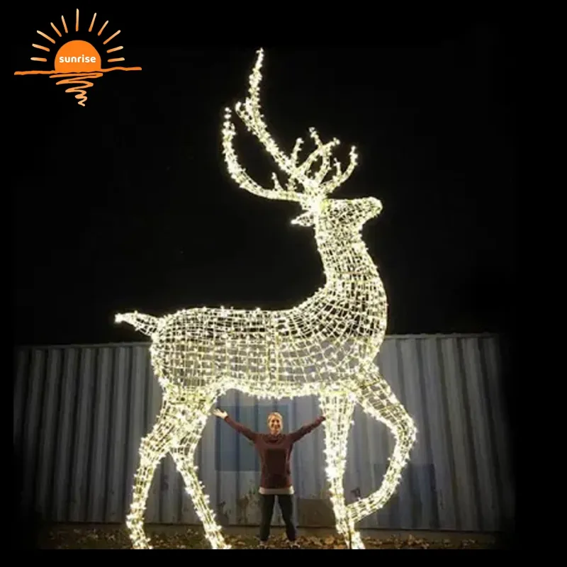 O grande-tamanho personalizado conduziu o carro dos cervos do Natal ilumina a decoração exterior do anúncio publicitário e do feriado do quadro do metal