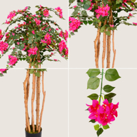 Arbre de Rhododendron Artificiel Réaliste en Polyester Résistant aux UV de 150 cm, Écologique, Sans Décoloration, Fleur Faite à la Main, Plante de Luxe 5-10