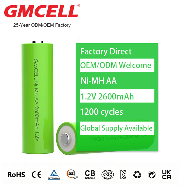 Factory Direct OEM/ODM Ni-MH AA Rechargeable Batteries, 1.2V 2600mAh, 30 Pcs/Box For Consumer Electronics & Toys