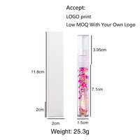 Huile à lèvres transparente de haute qualité brillant à lèvres fleur minérale mignon avec finition mate rouge à lèvres de marque privée pour le maquillage