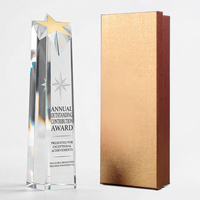 Trophée étoile en cristal K9 personnalisé, plaque pilière inclinée gravée sur mesure pour la reconnaissance des champions des ventes et l'excellence corporative