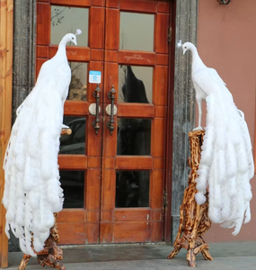 Plumas de Pavo Real de Alta Calidad para Decoración de Ventanas, Adorno de Plumas de Pavo Real Personalizado, Pavo Real Blanco con Flor - Product Image 5