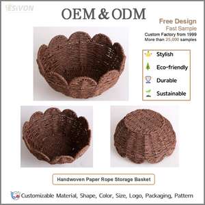 Cesta <span class=keywords><strong>de</strong></span> Almacenamiento Tejida <span class=keywords><strong>de</strong></span> Cuerda <span class=keywords><strong>de</strong></span> Papel Marrón en Forma <span class=keywords><strong>de</strong></span> Cuenco con Borde Festoneado para Frutas, Aperitivos, Entrada, Mesa <span class=keywords><strong>de</strong></span> Cocina, Decoración del Hogar, Organizador - Product Image 2