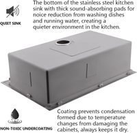 Évier de cuisine moderne et écologique en acier inoxydable de 30x18 pouces, cuve simple carrée, évier profond de calibre 16