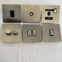 Interrupteur mural rétro 86 double pôle 1 poste UK 13A avec prise USB-C, vert bronze, en acier inoxydable, variateur de lumière