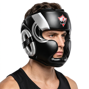 Boxing <b>Mouth</b> <b>Guard</b> Black Adjustable Leather Durable Cheek Chin Ear Protection MMA Combat <b>Sports</b> - Product Image 6