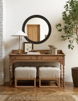 Bureau d'écriture de style français MYHOME de haute qualité en bois de frêne massif, bureau étroit pour la maison ou le bureau avec tiroirs