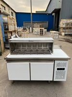 Table de préparation commerciale RTK convertible en acier inoxydable 201 à 2 portes, à température unique, pour pizzas, salades et sandwichs, avec refroidisseur d'air intégré