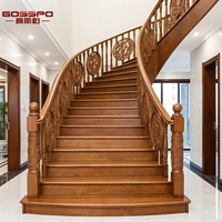 Usine de Guangzhou personnalisé moderne sculpté en bois de chêne massif mains courantes pour Villa durable luxe chinois Loft échelle pour hôtels