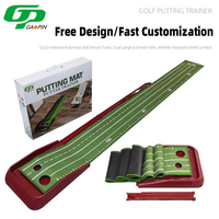 Tapis de putting de golf écologique en velours cristal ABS, gazon haute densité, retour automatique de balle, conception à double trou, aide à l'entraînement OEM ODM
