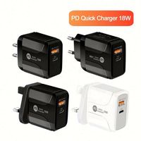 Chargeurs muraux USB C avec prise EU, UK, US, double port QC 3.0 et PD 18W