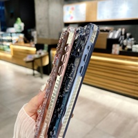 Étui de téléphone portable de luxe en TPU à paillettes pour Apple iPhone 15Pro 12Pro Samsung XR avec téléphone transfrontalier à fleurs en strass
