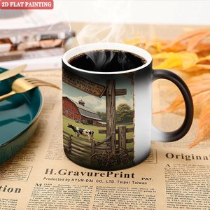 แก้วกาแฟเซรามิกเปลี่ยนสีได้ ขนาด 11 ออนซ์ สีดำด้าน ลายภาพชนบท - Product Image 5
