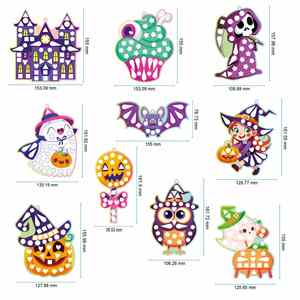 Juguete de Papel para Niños con Temática de Halloween, Estimula la Creatividad, Kit de Manualidades de Mosaico de Espejos para Enhebrar y Decorar - Product Image 3