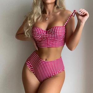 <span class=keywords><strong>Bikini</strong></span> taille haute fendu sexy à carreaux <span class=keywords><strong>Micro</strong></span> <span class=keywords><strong>Bikini</strong></span> grande taille gros seins - Product Image 1