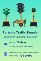 Feux de signalisation routière temporaires portables à LED de 300 mm, alimentés par énergie solaire, 3 aspects (rouge, jaune, vert), sur roues, pour travaux routiers