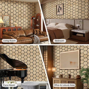 Lục giác tấm gỗ-Gỗ tự nhiên Veneer âm thanh hấp thụ tường bảng điều khiển thiết kế hiện đại cho bức tường trần cầu thang - Product Image 5