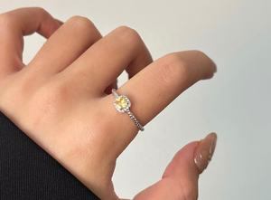 Anillos de Compromiso y Boda de Plata 925 con Gema Amarilla para Mujer, Joyería de Moda - Product Image 2