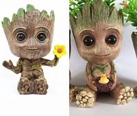 Artisanat en résine HY, boîte à crayons Baby Groot faite à la main, porte-stylos ou pot de fleurs, mini plantes succulentes