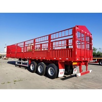 Remorque semi-remorque robuste à clôture haute pour l'élevage, capacité de 50 tonnes, matériau en acier, 4 essieux, 60 cm détachable