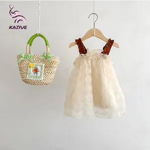 Verano bebé niñas encaje bordado vestido Bowknot fiesta tutú vestido dama de honor vestido de novia