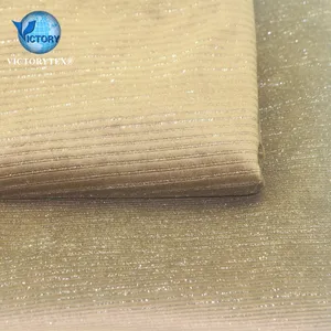 Sliver Yarn Corduroy Polyester Spandex Elastic Velour Knit Drop Needle Rib Stretch Micro Velvet Fabric for Clothing Coat Dress
