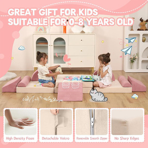 Children's <b>Folding</b> Play <b>Sofa</b> Foam Cushion Set For Indoor Home Use Age 2 4 Years Unisex - Product Image 4