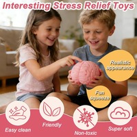 Jouet Squishy Cerveau Géant Viral Rose Réaliste, Jouet à Presser Surdimensionné pour Farces, Cadeau Amusant, Anti-Stress pour Adultes