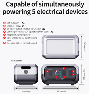 Station d'alimentation portable LiFePO4 avec <span class=keywords><strong>batterie</strong></span> externe solaire et onduleur à onde sinusoïdale pure pour les situations d'urgence familiales, le <span class=keywords><strong>camping</strong></span> et les <span class=keywords><strong>camping</strong></span>-cars - Product Image 5