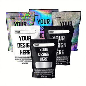 Custom Plastic Metallic Aluminium Foil Zip Lock Silver Resealable Printed Sachet Package Holographic Bags With My Logo - Product Image 3