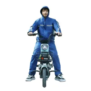 Durable and Waterproof Electric Moped Oxford Coverall ,Waterproof Raincoat Hooded Reflectorized Raincoat for Adults