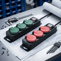 Multiprise robuste 5 ou 4 voies, personnalisable, étanche, avec prises EU, câble d'extension extérieur rétractable en caoutchouc