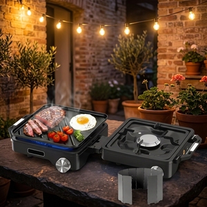 Outdoor-Picknick-Kassettenkocher, Campingkocher, faltbarer tragbarer Doppelbrenner-Gaskocher für <span class=keywords><strong>Camping</strong></span>, Grillen, hohe Leistung. - Product Image 3