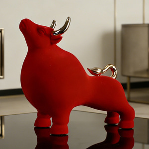 Figura de toro flocada EAZOM, decoración artística de resina marrón para sala de estar, mueble de TV, regalo de inauguración de casa - Product Image 3