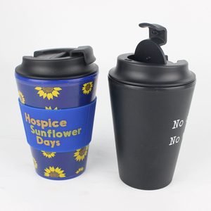 MOQ 3000 – Tasses à café de voyage en plastique PP sans BPA de 12 oz avec manchon en silicone, personnalisables en gros - Product Image 3