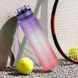 Logo personalizzato filtro Flip Top in paglia Sport in plastica BPA gratuito 1l 32 oz 32 oz Tritan bottiglia d'acqua motivazionale con indicatore del tempo - Product Image 4