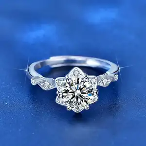 Romántico lujo brillante 5A circón Moissanite corazones y flechas anillos de boda mujeres platino chapado estrella anillo