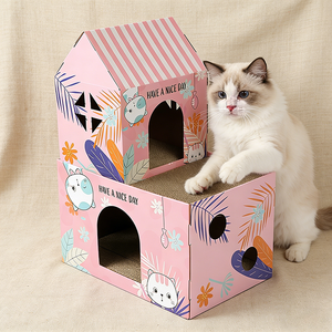 Maison pour chat en <span class=keywords><strong>carton</strong></span> ondulé sans fluorescent, écologique et non toxique, adaptée aux chatons, vente en gros pour l'exportation - Product Image 1