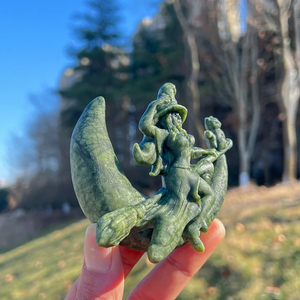 หินแกะสลักธรรมชาติสำหรับขายส่ง หินเซอร์เพนไทน์สีดำรูปพระจันทร์สำหรับตกแต่งบ้าน - Product Image 5